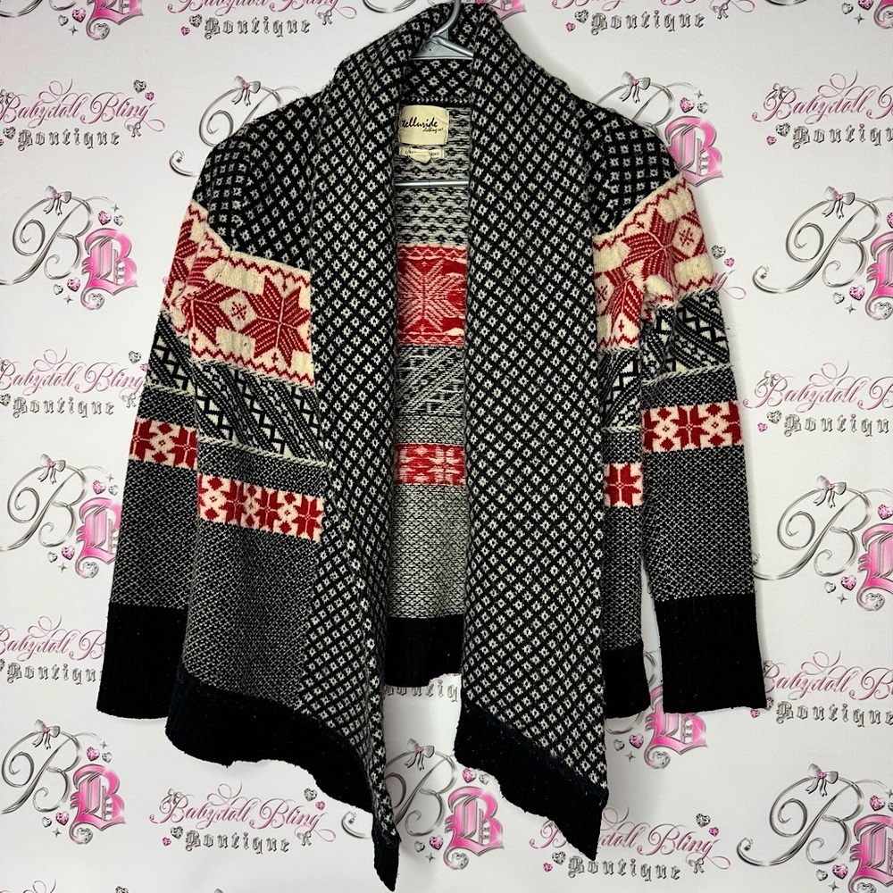 Telluride clothing wool cardigan sweater winter ❄️ snowflake black cream red